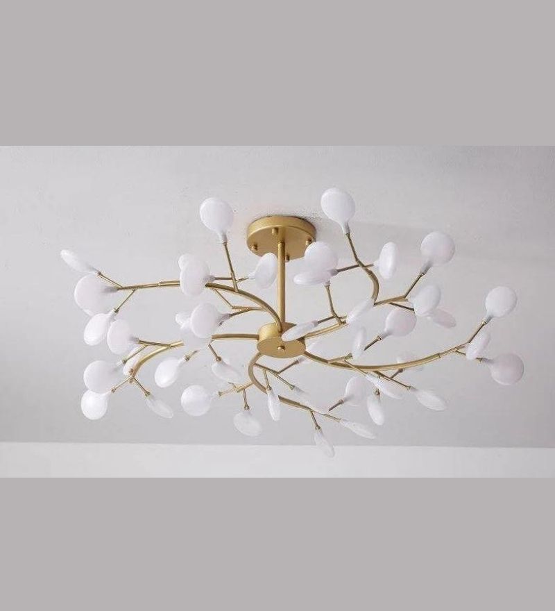45 Lights Frost Firefly Gold Chandelier Glass Led Ceiling Light Hanging Lamp