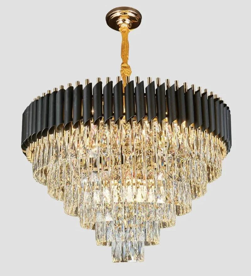 Oscuro Black Metal and Crystal Chandelier