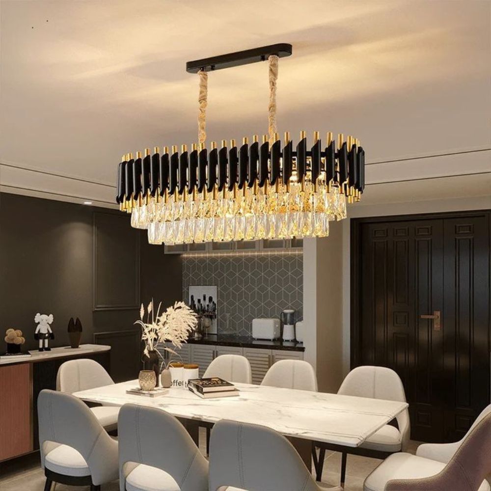 Oscuro Black Metal and Crystal Chandelier