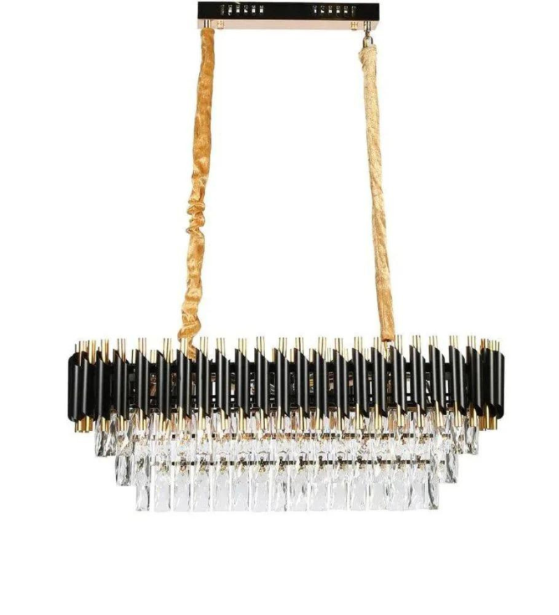 Oscuro Black Metal and Crystal Chandelier