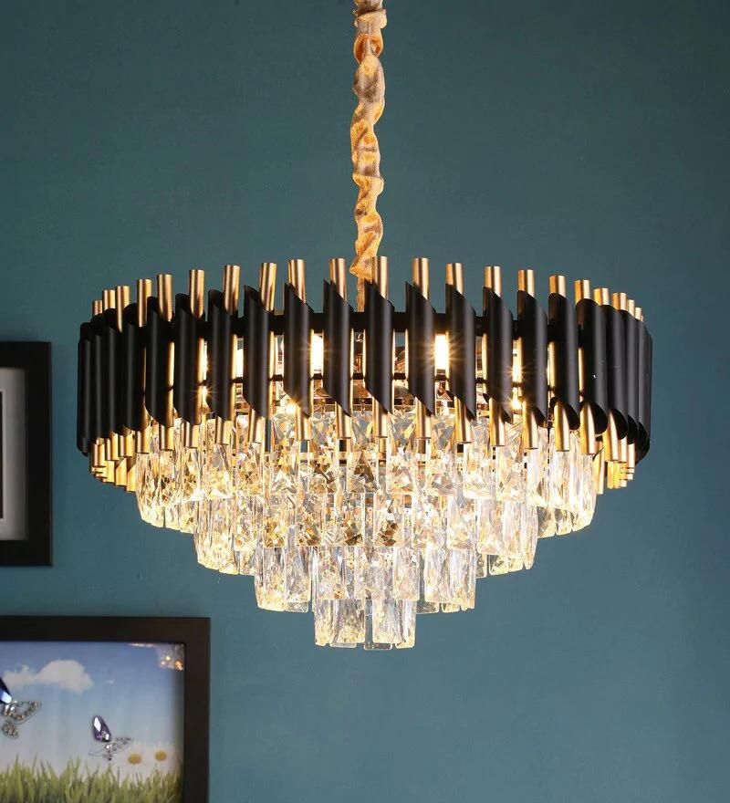 Oscuro Black Metal and Crystal Chandelier - 10 Bulb