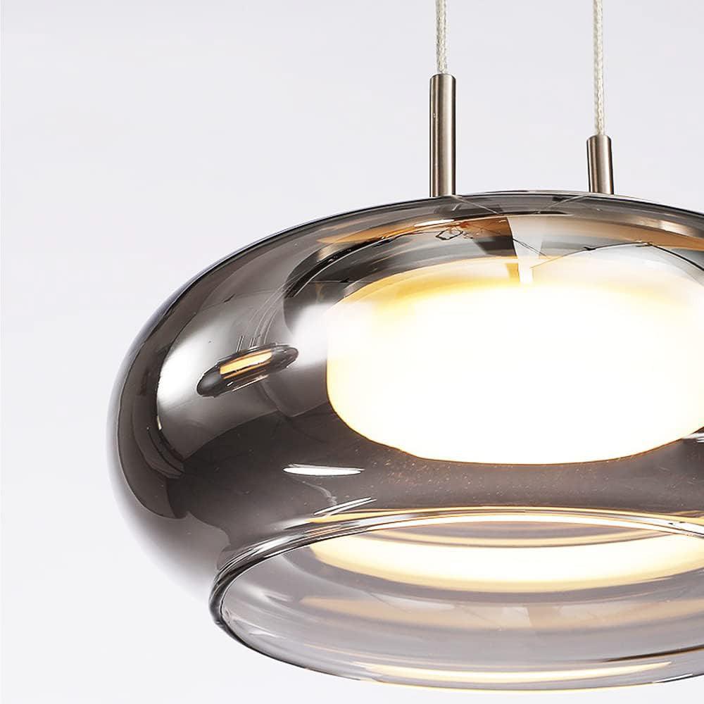 Smoky Grey Dome Pendant Light – Modern Glass Ceiling Lamp for Dining & Living Room