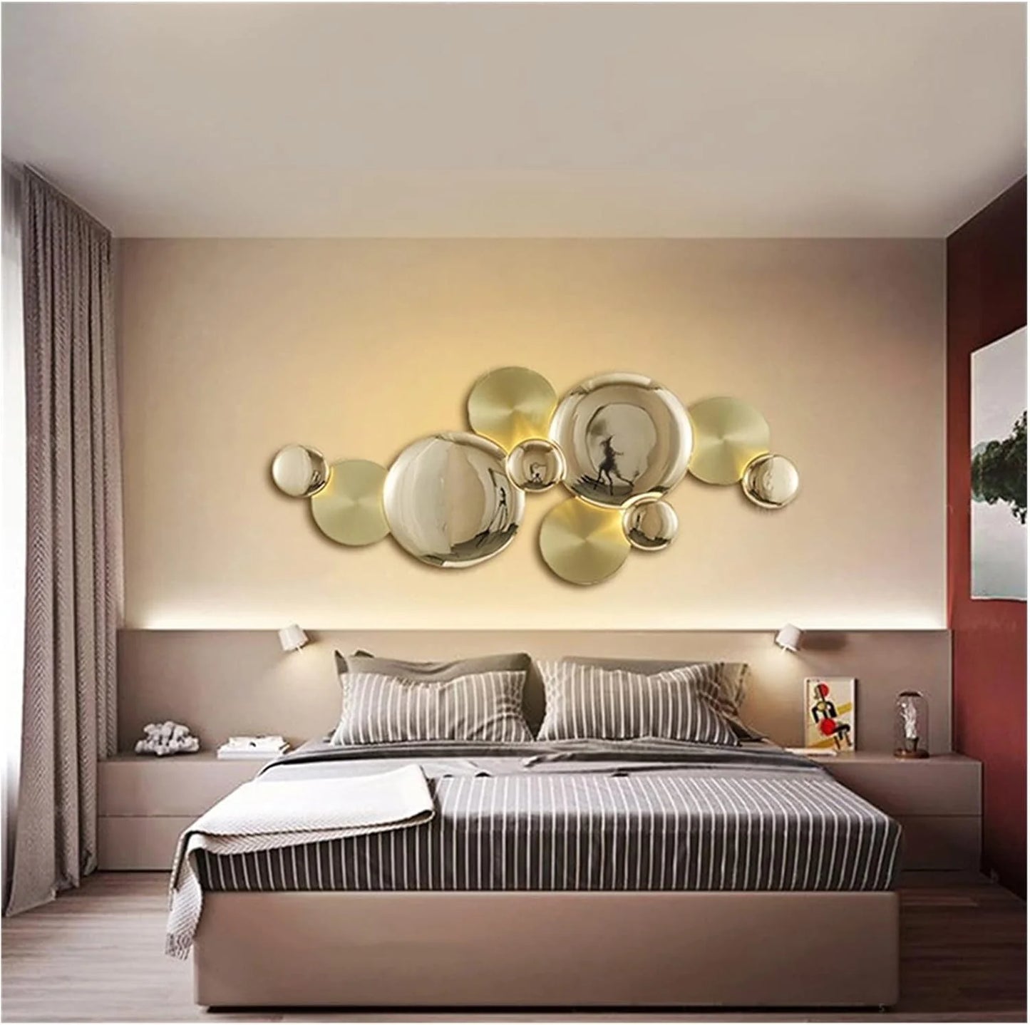 Luxury Gold Disc Wall Light – Modern Art-Inspired LED Wall Lamp for Living Room
