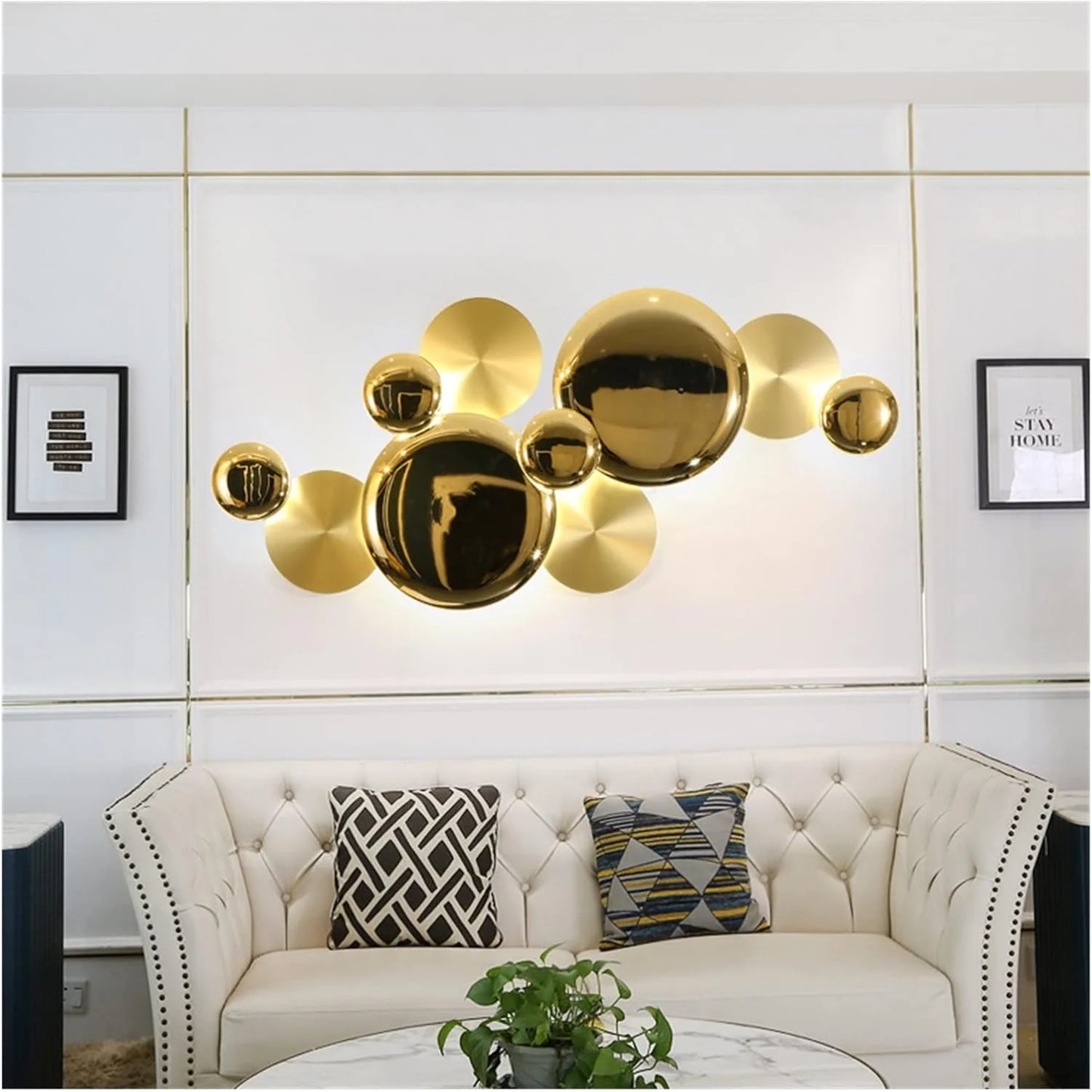 Luxury Gold Disc Wall Light – Modern Art-Inspired LED Wall Lamp for Living Room