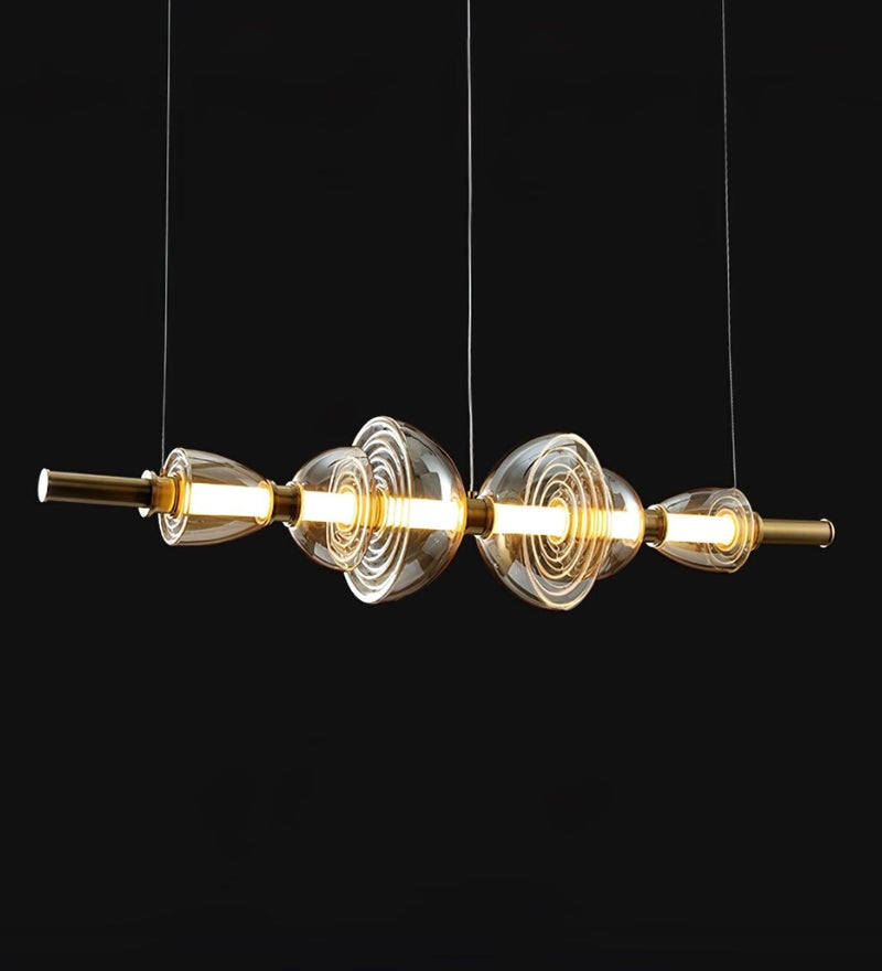 Amber Champagne Glass Gold Body Dining Chandelier
