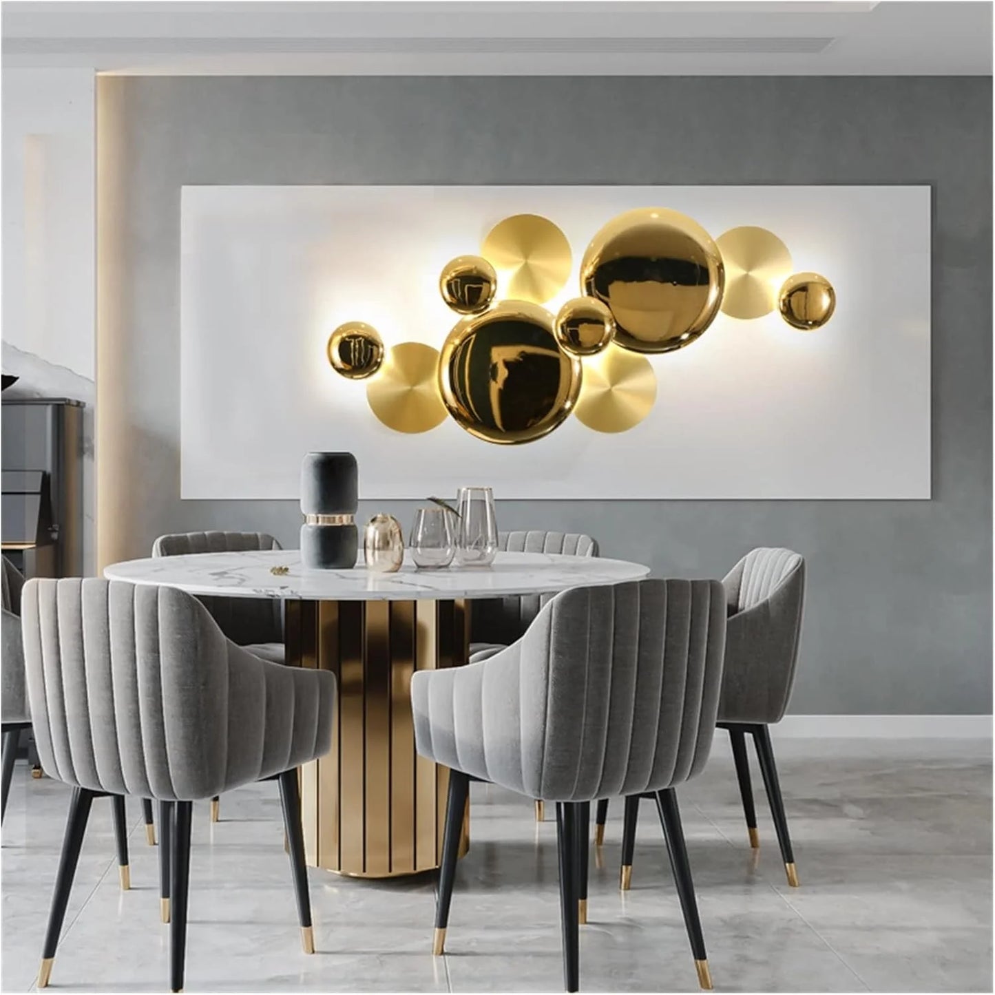 Luxury Gold Disc Wall Light – Modern Art-Inspired LED Wall Lamp for Living Room