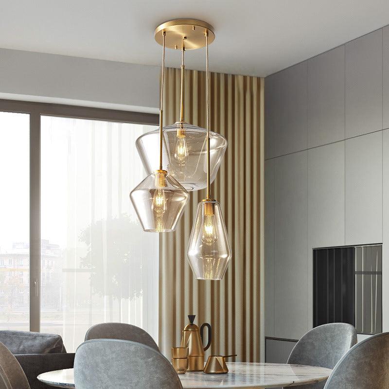 3 Light Amber Glass Pendant Light