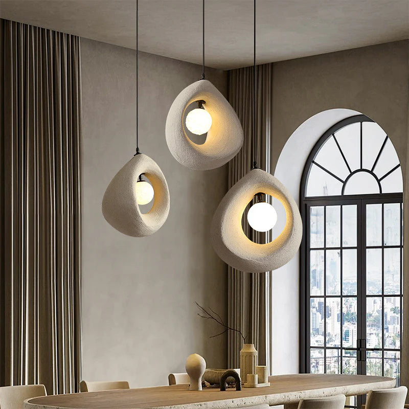 Egg-Shaped Textured Pendant Light – Soft White Finish