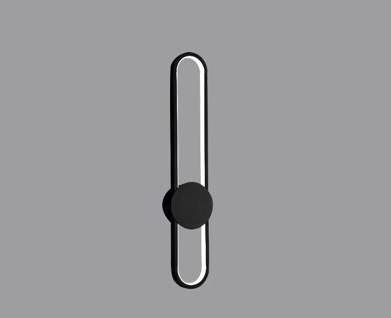 Vertical Oval LED Wall Light – Modern Black Frame Design