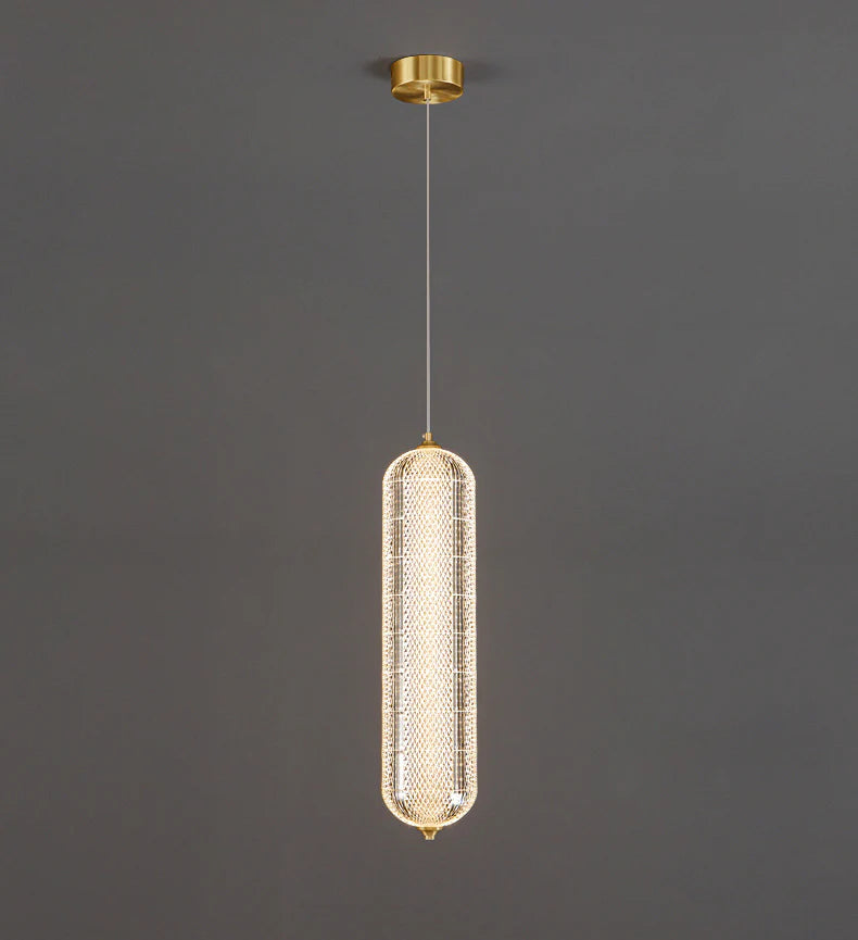 Aurora Capsule Pendant – Luxe Crystal Mesh Light