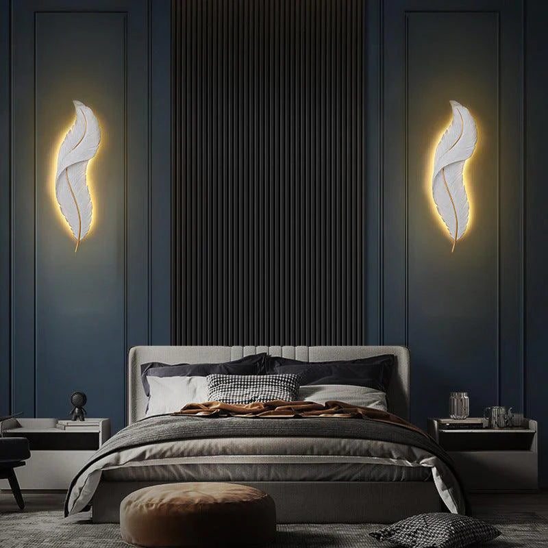 600MM White Feather LED Wall Light