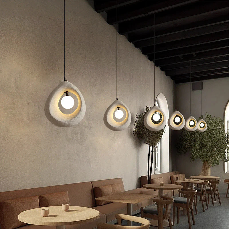 Egg-Shaped Textured Pendant Light – Soft White Finish
