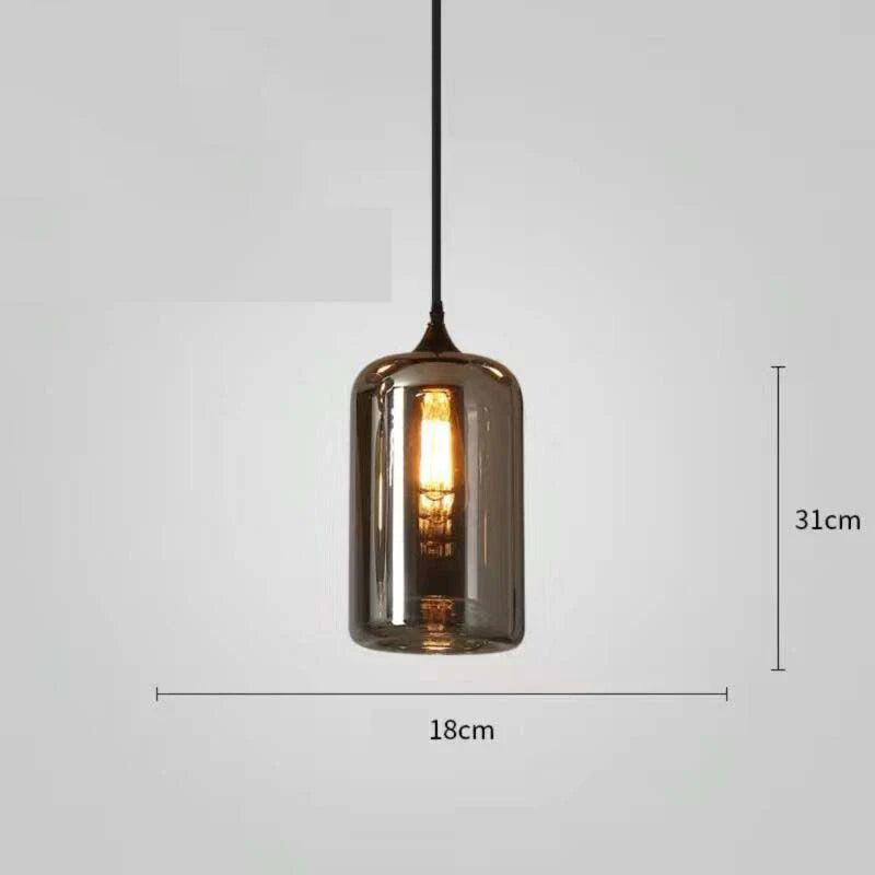 Modern Smokey Glass Cylinder Pendant Light