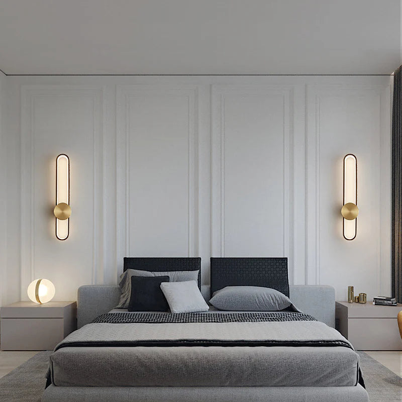 Vertical Oval LED Wall Light – Modern Gold Frame Design 60 cm