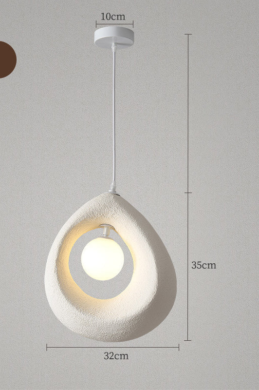 Egg-Shaped Textured Pendant Light – Soft White Finish