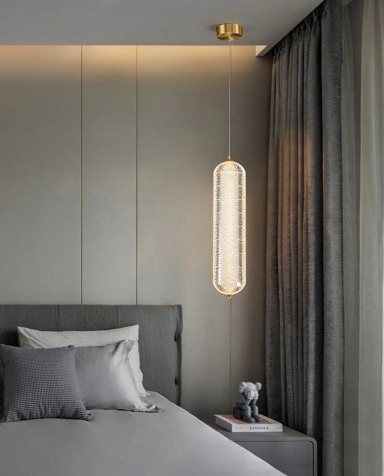 Aurora Capsule Pendant – Luxe Crystal Mesh Light