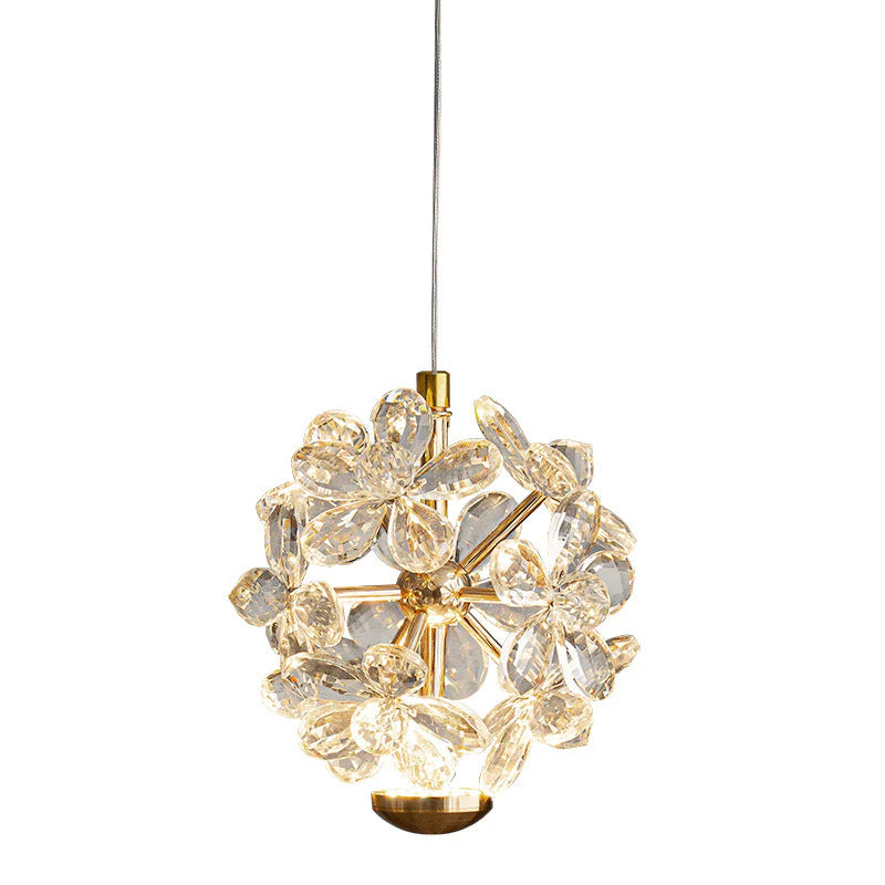 Luxury Crystal Flower Pendant Light – Golden Finish Hanging Lamp