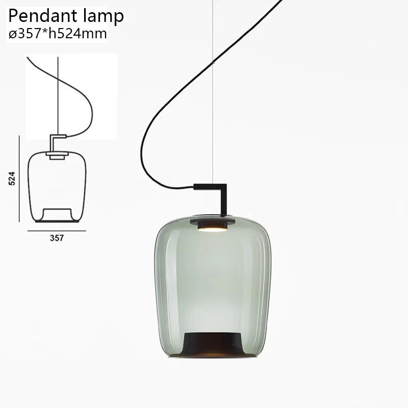 Frost Pendant Light – Minimalist Smoke Glass with Black Accents