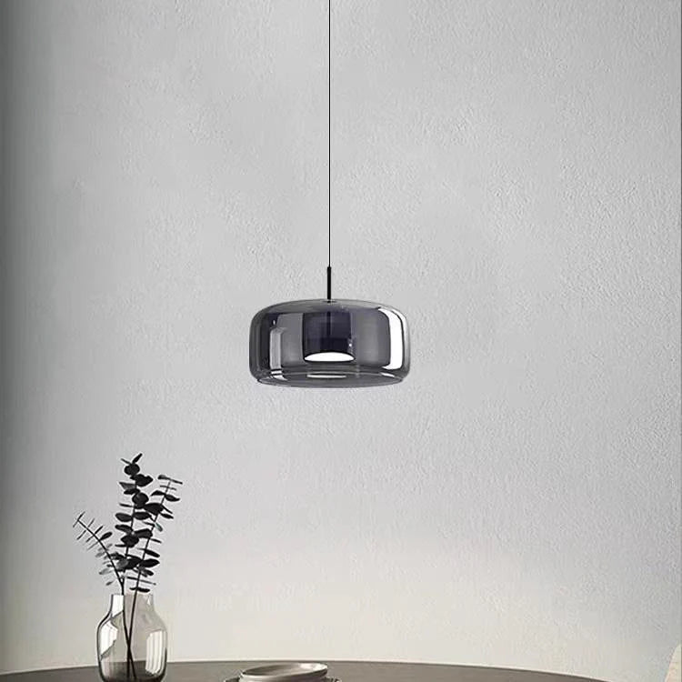 Modern Smoke Grey Glass Dome Pendant Light – LED Compatible