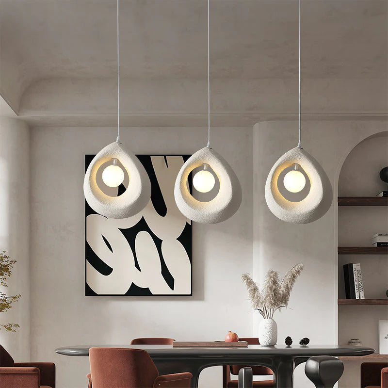 Egg-Shaped Textured Pendant Light – Soft White Finish