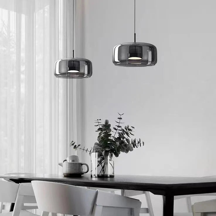 Modern Smoke Grey Glass Dome Pendant Light – LED Compatible