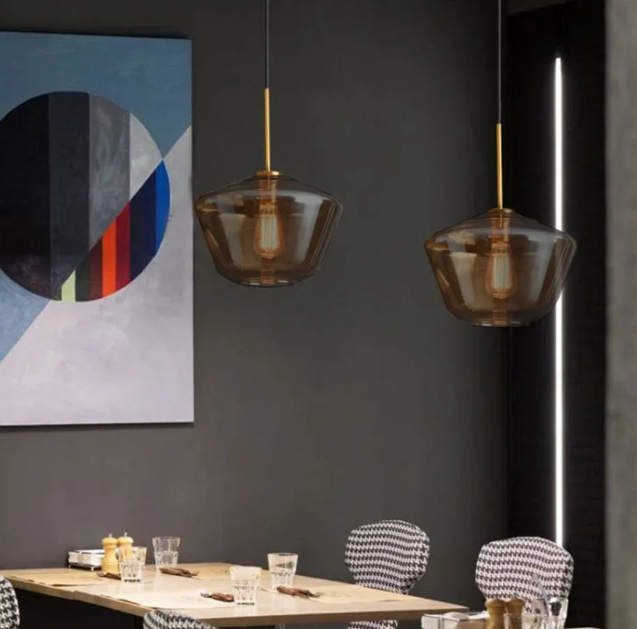 Modern Amber Glass Pendant Light