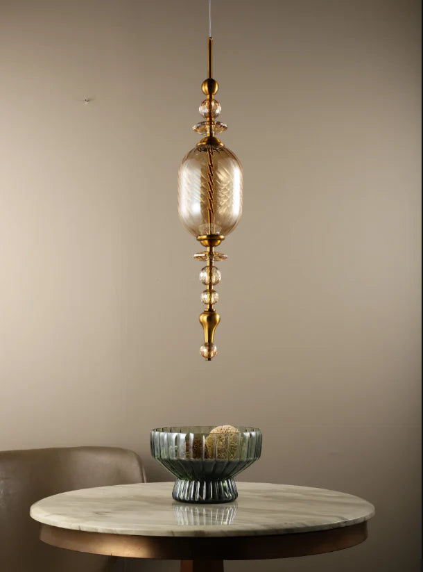 Antique Gold Glass Pendant Light