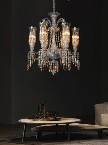 Vintage Crystal Tulip Arm Chandelier