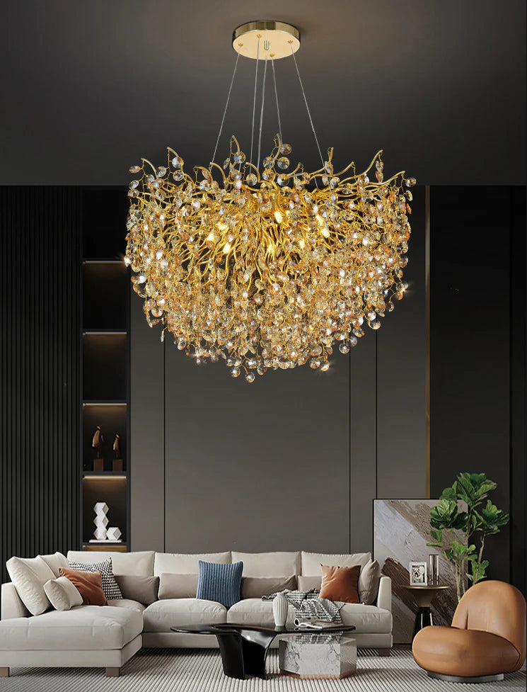 Modern Gold 800MM Crystal Tree Design Chandelier – for Over Dining Table