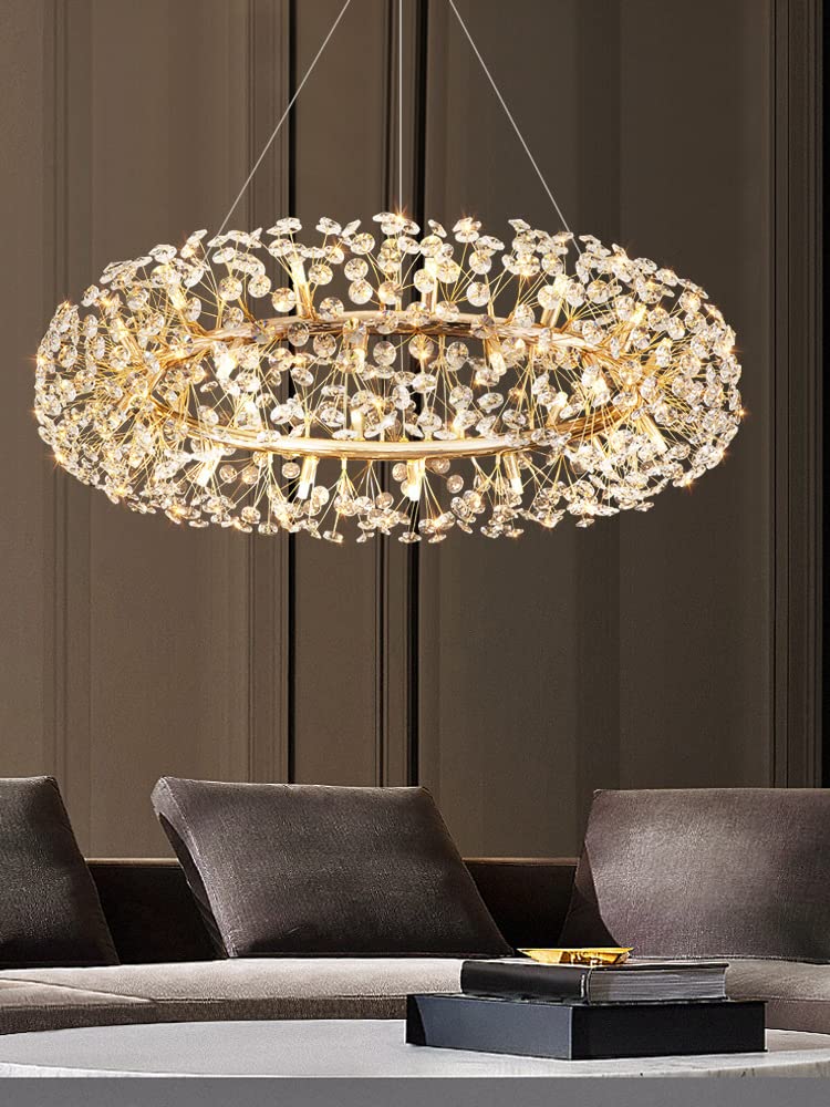 800MM Crystal Glass LED Chandelier – Modern Warm White Light