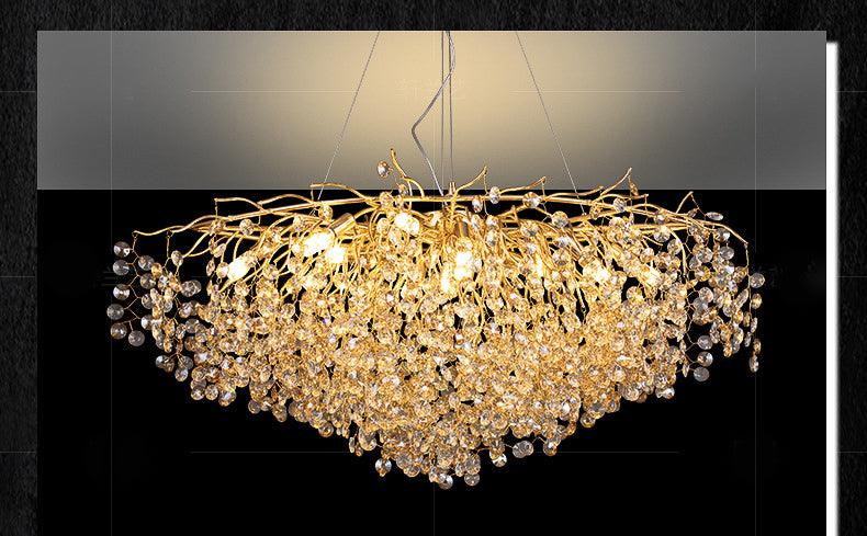 Luxury 1200mm Gold Crystal Hanging Chandelier Ceiling Light – Warm White Glow