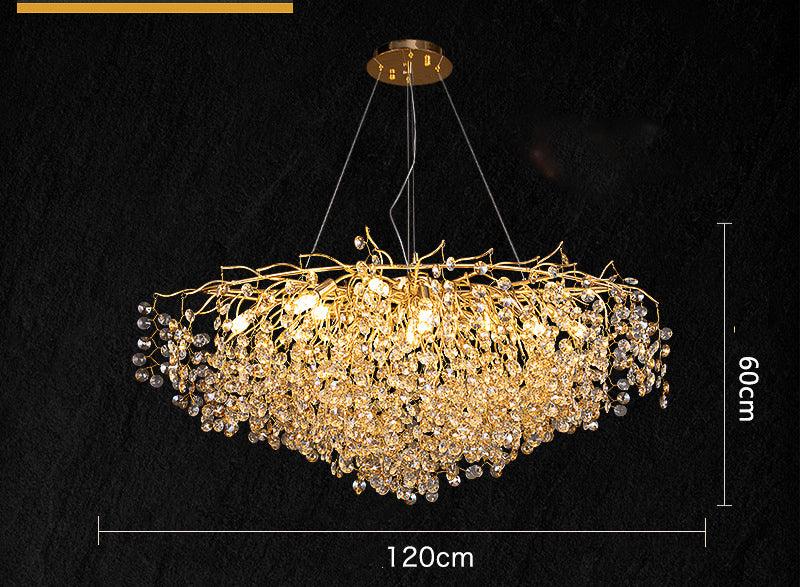 Luxury 1200mm Gold Crystal Hanging Chandelier Ceiling Light – Warm White Glow