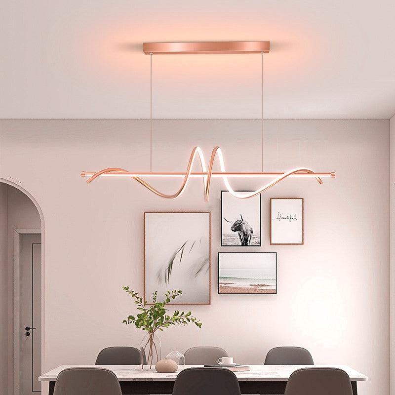 Modern Rose Gold Curl Design LED Chandelier – for Dining Room (Warm White)