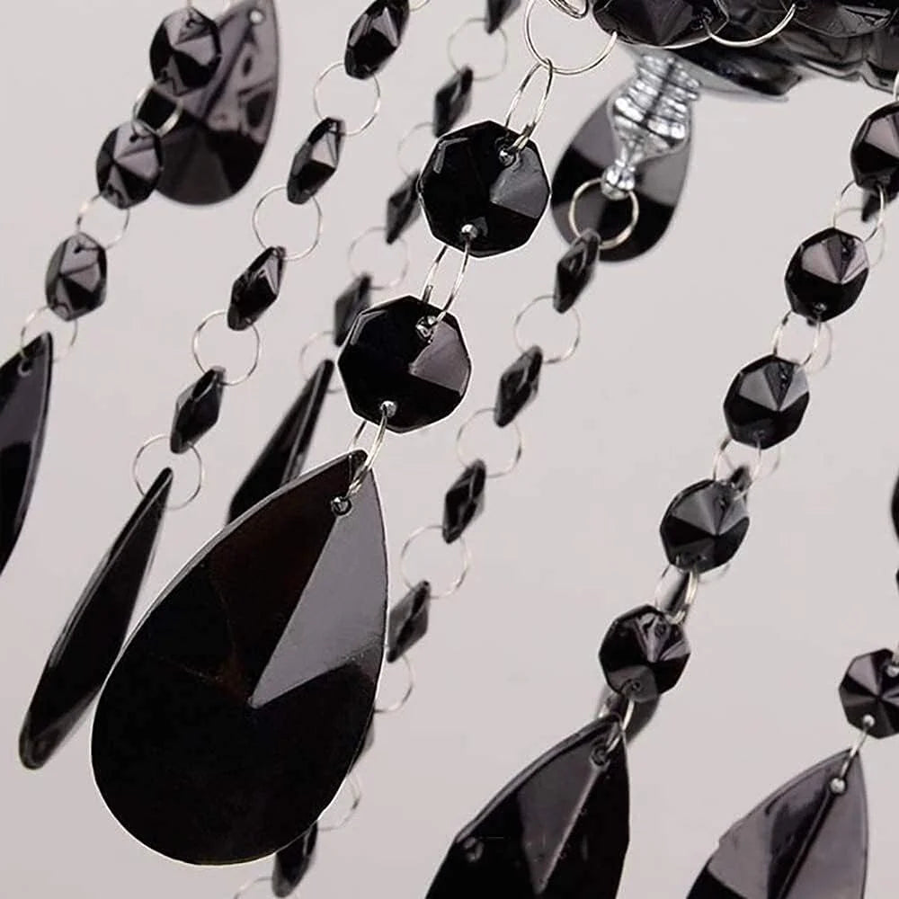 8 Light Black Glass Italian Chandelier