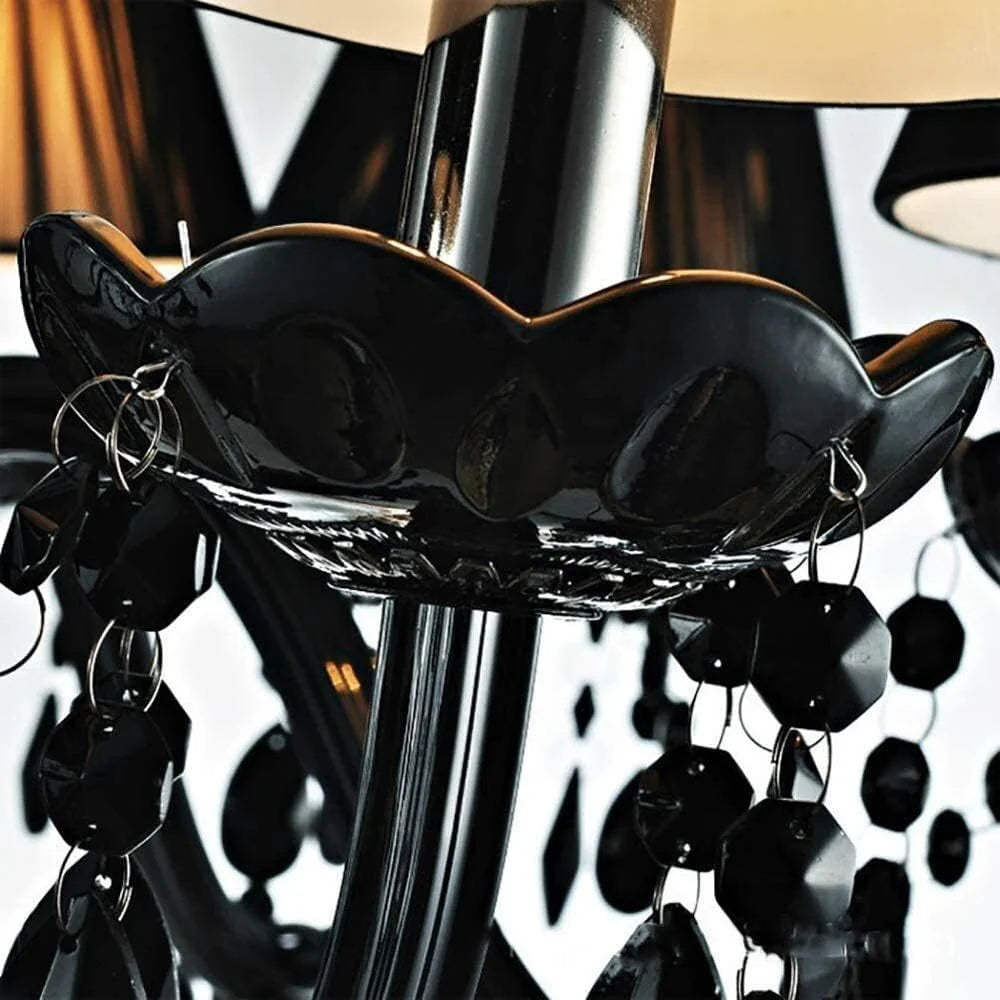 8 Light Black Glass Italian Chandelier