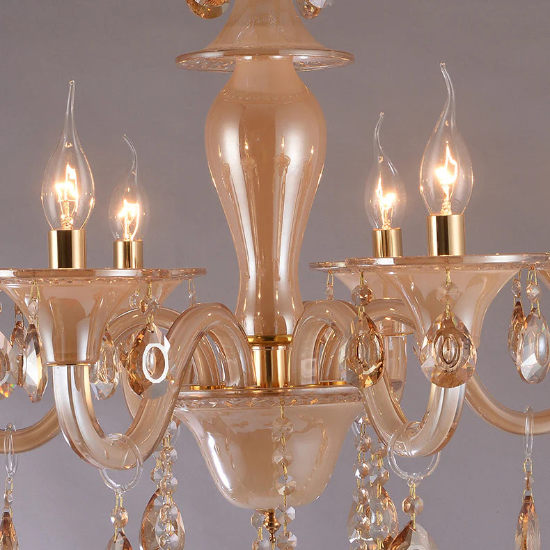 8 Light Amber Glass Italian Chandelier