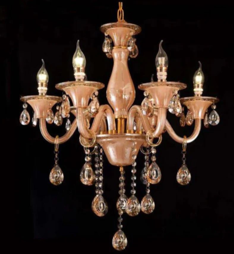 8 Light Amber Glass Italian Chandelier