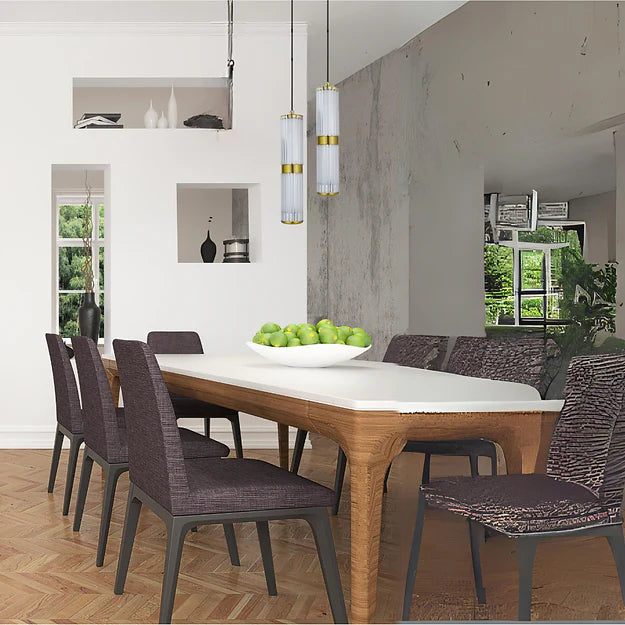 Double Crystal Glass Tube Pendant Light – Gold Finish
