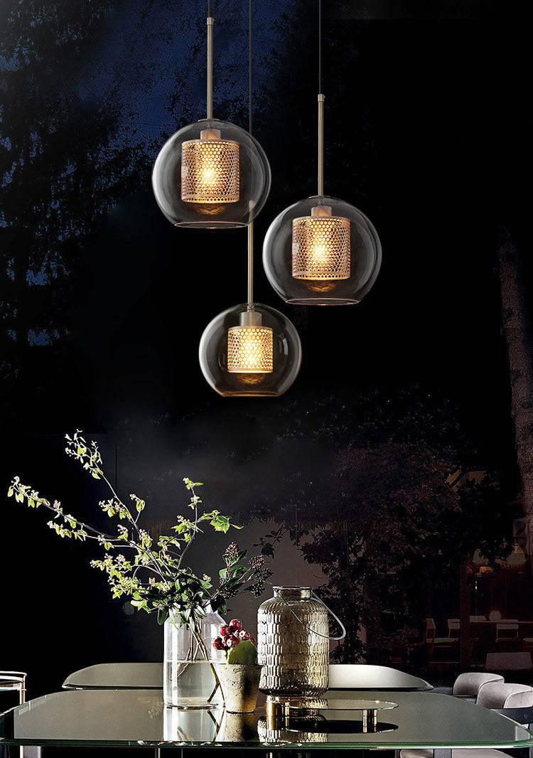 Round Gold Transparent Clear Glass Pendant Light
