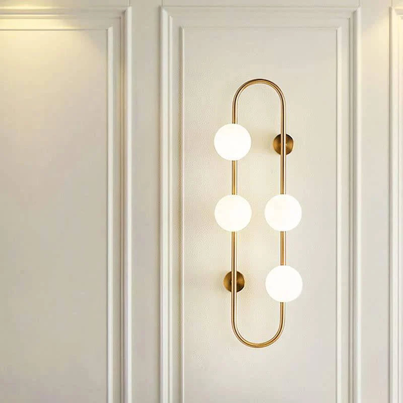 4 Light Gold Frosted Glass Ball Wall Light