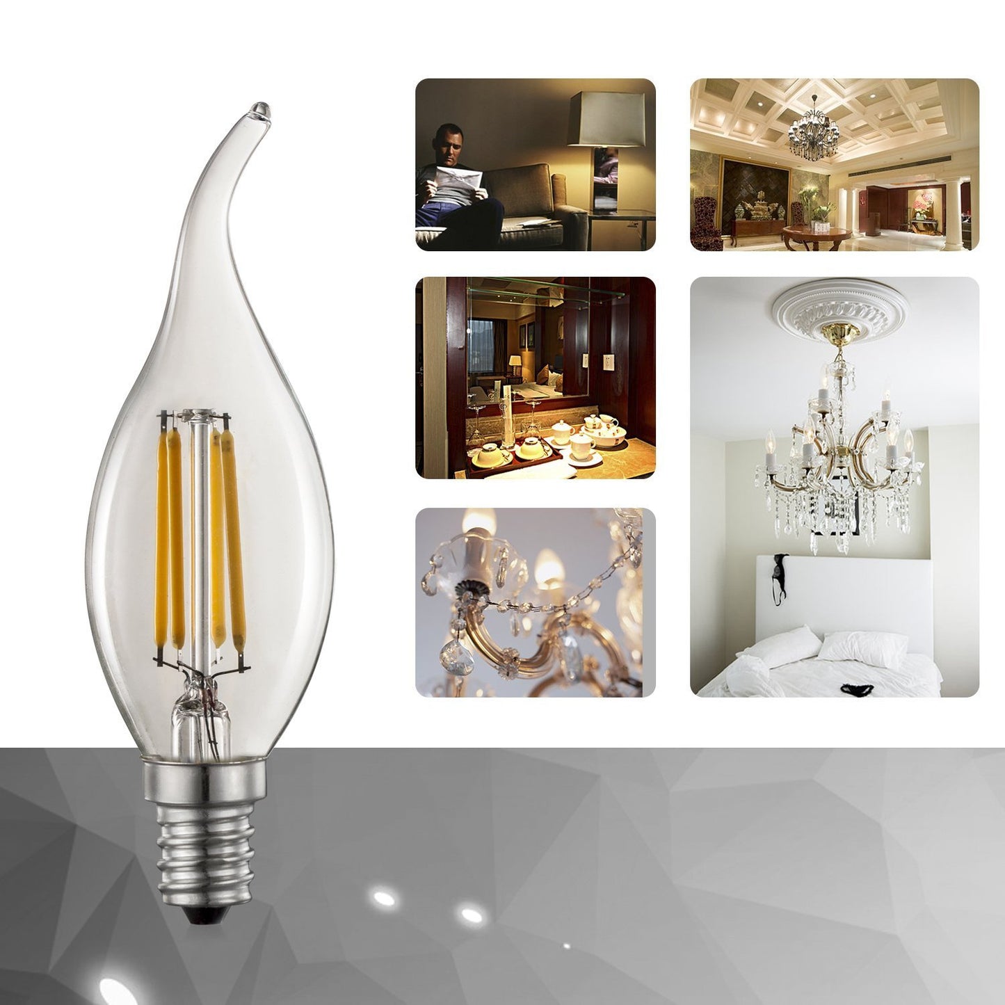 Stello Filament Candle LED Bent Tip Bulb ( E14 BASE/4 Watt ) - Stello Light Studio