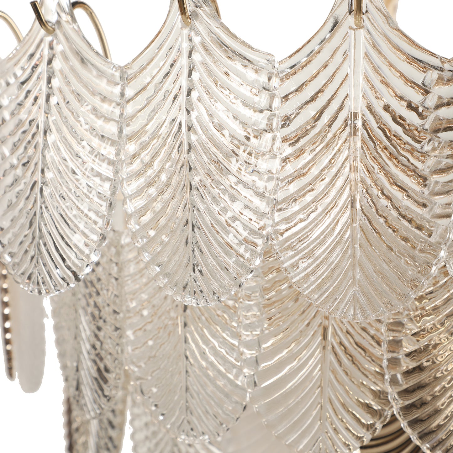 ORREN WHITE & GOLD GLASS CHANDELIER LARGE