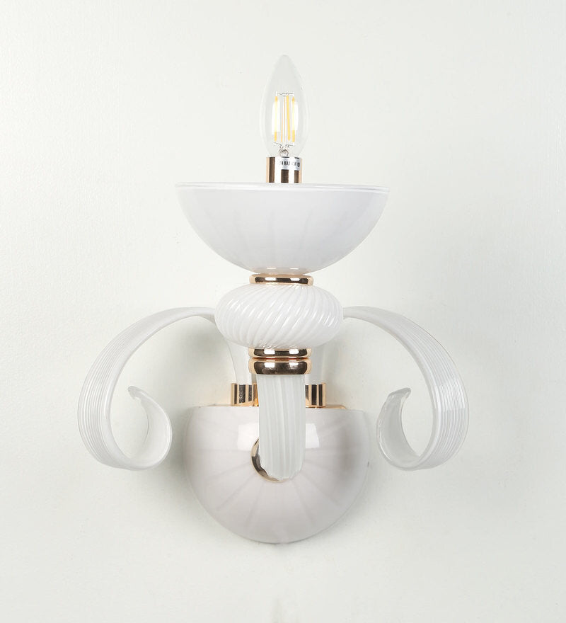Flor White Glass Wall Light - Stello Light Studio