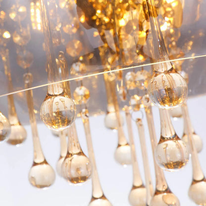 Smokey Glass Metal Chandelier