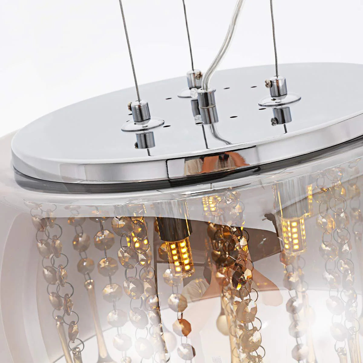 Smokey Glass Metal Chandelier
