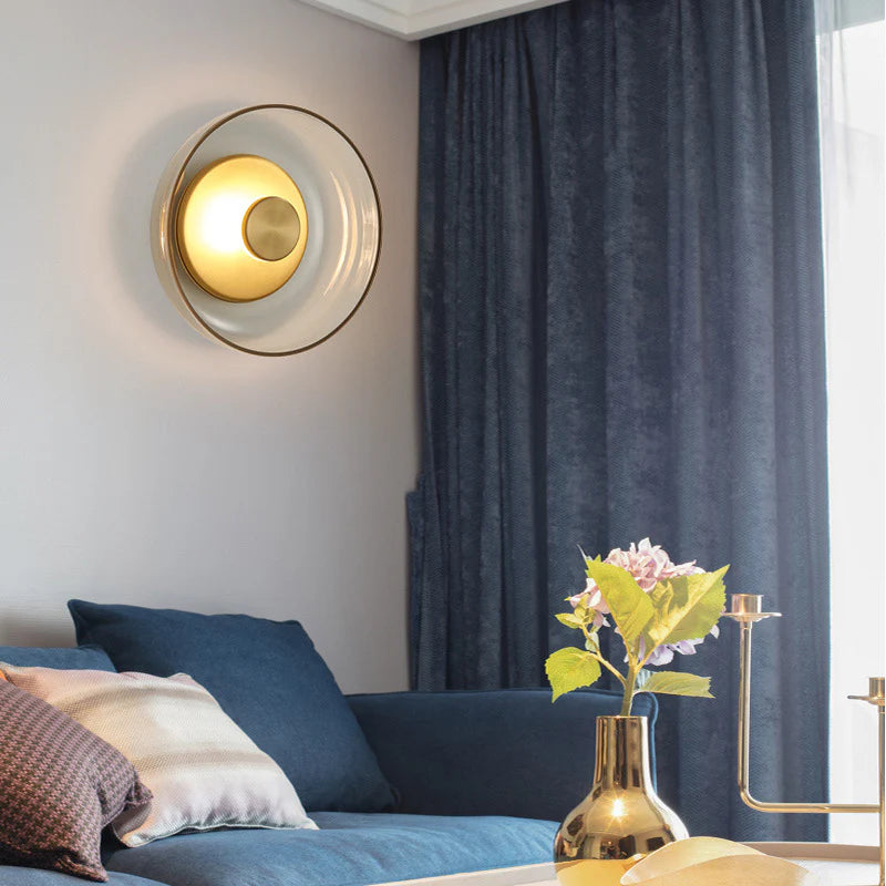 Led Gold Smokey Glass Wall Light