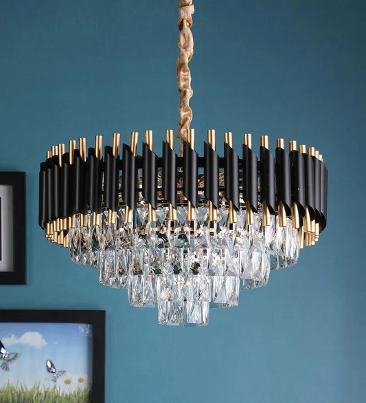 Oscuro Black Metal and Crystal Chandelier - 10 Bulb