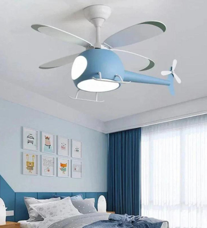 Blue Kid's Room Chandelier Ceiling Fan with Remote Control