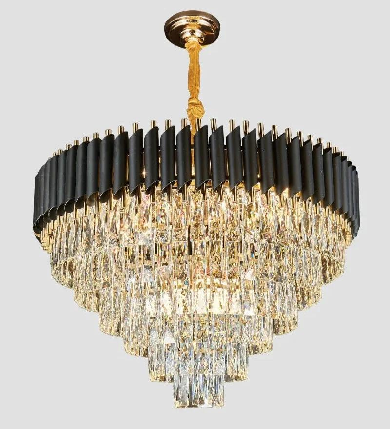 Oscuro Black Metal and Crystal Chandelier - 12 Bulb