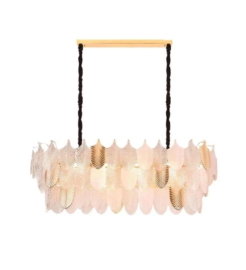 ORREN WHITE & GOLD GLASS LINEAR CHANDELIER - SMALL